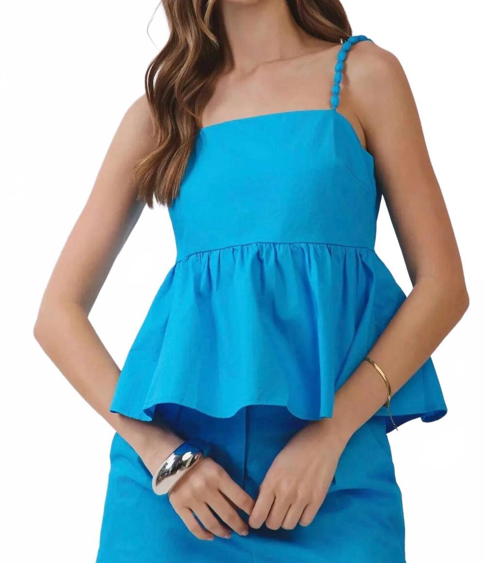 NEW TCEC marina peplum tank top in ocean blue